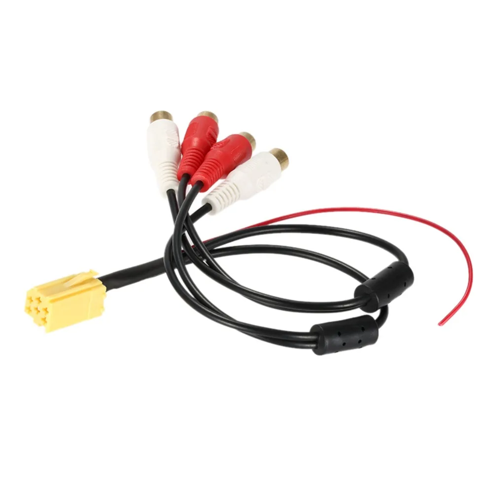 

Car-Styling Popular Mini 6 Pin ISO Adapter Aux Line Out 4 Chinch Kabel 4 RCA Plug for VW Seat Skoda