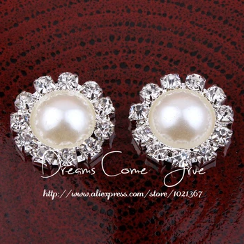 

10pcs/lot 20MM 2Colors Shiny Pearl Center Buttons For Girl Hair Accessories Clear Decorative Alloy Rhinestone Button For Craft