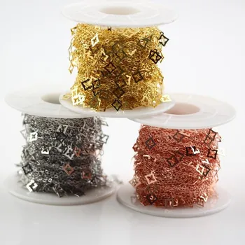 

Square Flower Shape Rose Gold/Golden/Silver/Gun Black Plated Copper Chokers Jewelry,New Fashion Chain Necklace Crafts,4mm