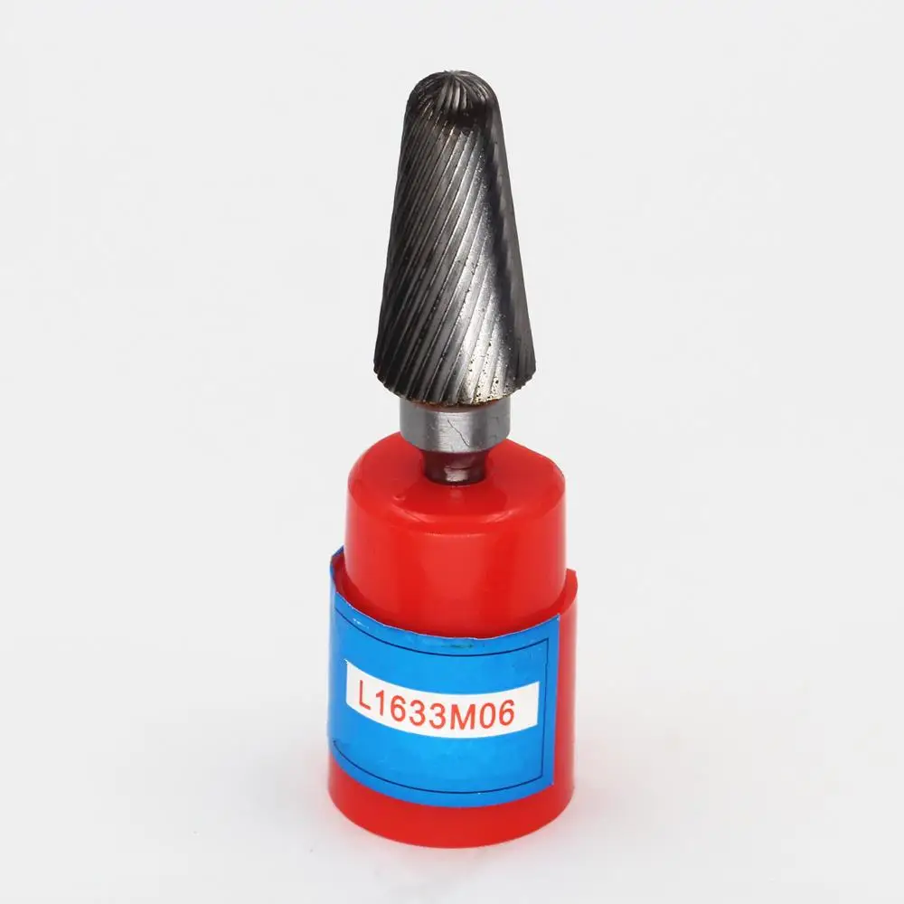 

Head 16mm,Taper with round top,carbide rotary burrs, rotary burrs, deburring with rasp, carbide burrs, carbide grinding.L1633M06