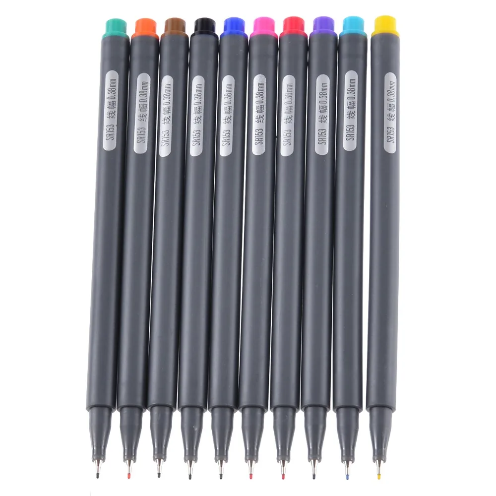 

10 Pieces Fineliner Pens Set 0.38mm Plastic Fineliner Color Pen Fine Line Drawing Pen Porous Fine Point Markers