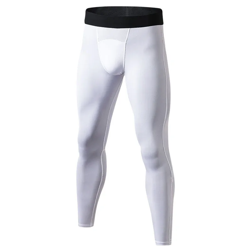 Мужские спортивные брюки для тренировок, фитнеса, бега, сетки, строчки и быстросохнущие эластичные брюки - Цвет: Белый