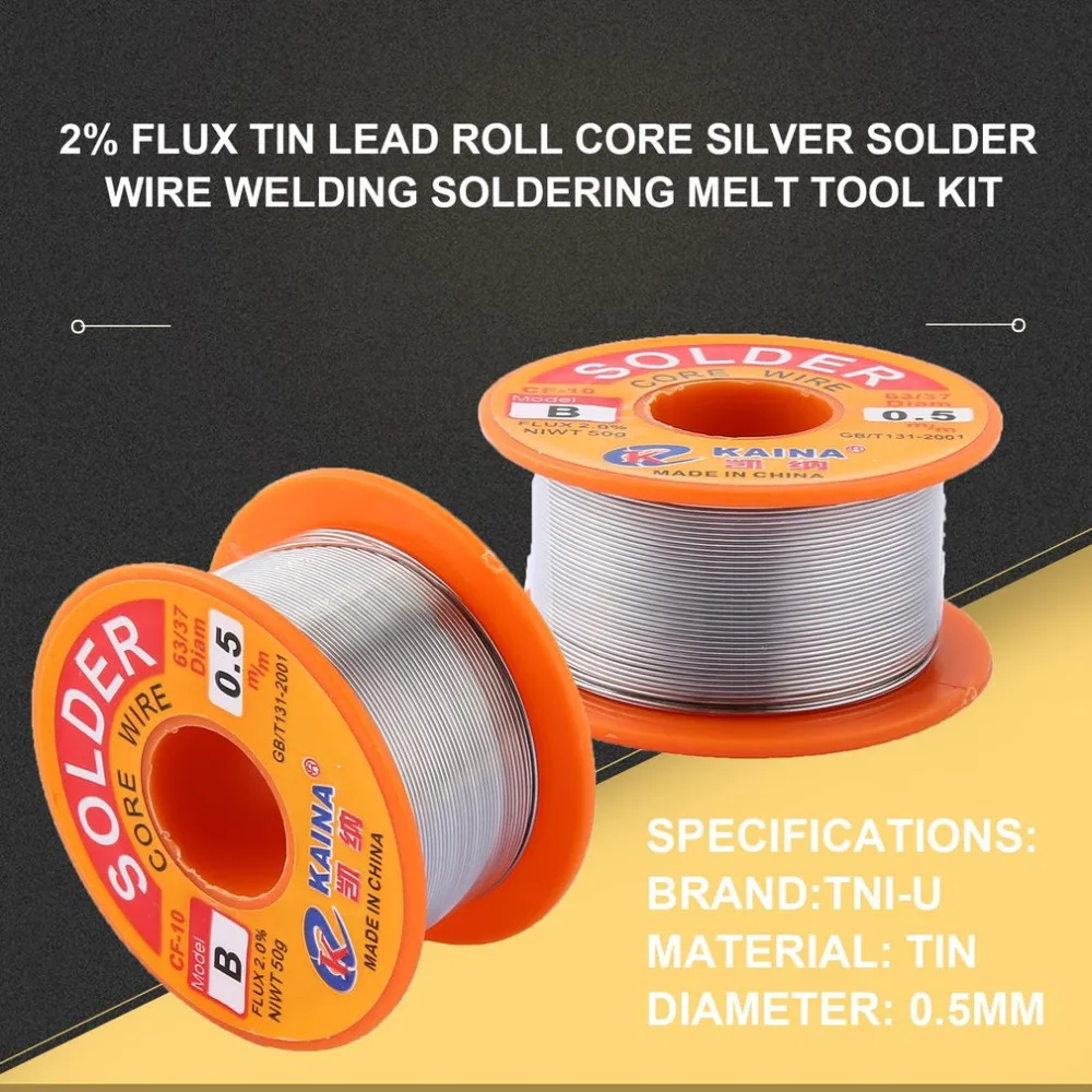 

0.5mm 2% Flux Tin Lead Rosin Roll Core Silver Solder Wire Welding Soldering Repairing Tool Reel Melt Kit Electric Melting