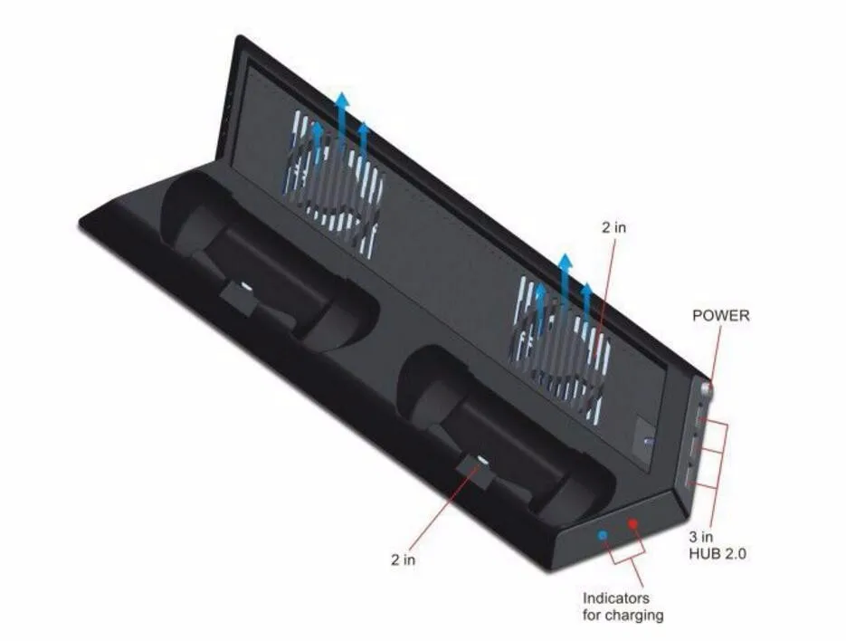 PS4 про вентилятор вертикальная подставка охлаждения радиатора двойной док-станция для зарядки контроллера станции для Playstation 4 PRO консоли Cooler 3 HUB
