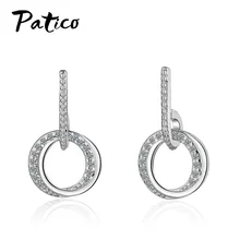 Роскошные женские S90 металлический круглый дизайн кубический циркон корейские сережки-шпильки простой дизайн уха ювелирные изделия легко носить Прекрасный Brinco