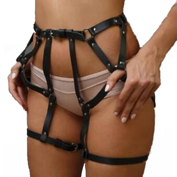 

Trendy New black leather Bondage Cage Summer sexy Corset Belt Boho Body Jewelry Leg Harness Suspenders Party Gifts Accessories