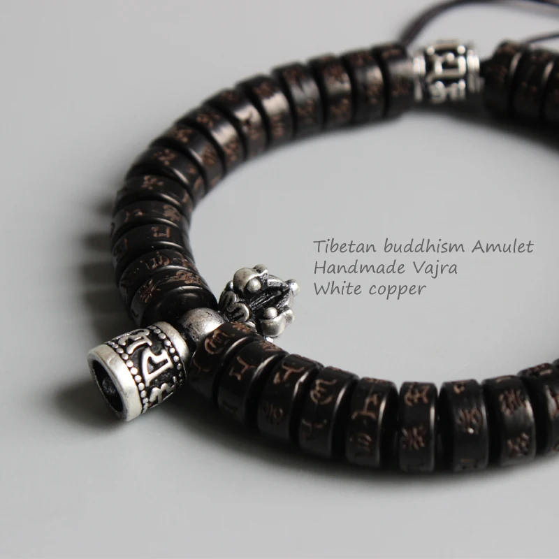 Eastisan Tibetan buddhism Vajra Charm Natural Coconut shell beads OM Mani Padme Hum Bracelet For Man Women Handmade Dropshipping