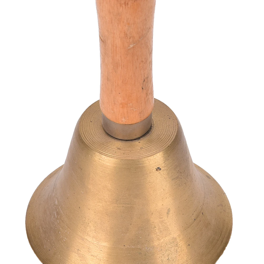 Solid Brass Wooden Handle School Reception Dinner Wood Shop Hotel Hand Bell Christmas toy