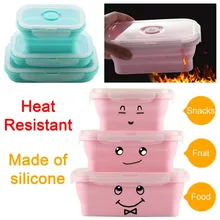 3pcs/set Silicone Lunch Box Portable Folding Bento Bowl Eco-Friendly Food Dry Snack Container Kids Lunchbox 850ml 550ml 350ml