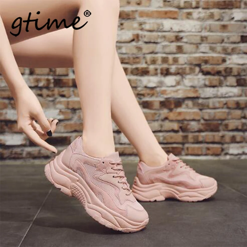 

Gtime Dropshipping Women Fashion Sneakers Trainers Platform White Sneakers Wedges Mesh Ladies Casual Shoes SCYR045