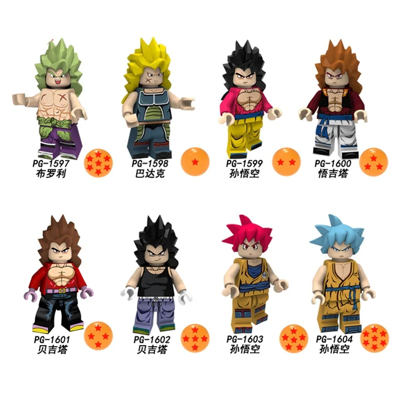 

8PCS/LOT Building Blocks Dragon Ball Z Broli Burdock Son Goku Gogeta Vegeta Action Legoing Figures Gift Toys for Children Kids