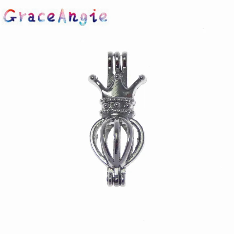 

GraceAngie Beads Cage Locket Can Be Opened Phase Box Pendant Necklace DIY Jewelry Accessories Glamorous Cool Queen Crown Shape