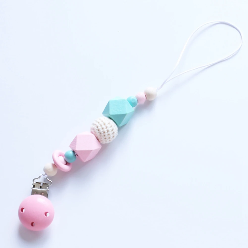 Popular Cute Baby Silicone Teething Dummy Pacifier Clip Bead Infant Soother Nipple Strap Chain