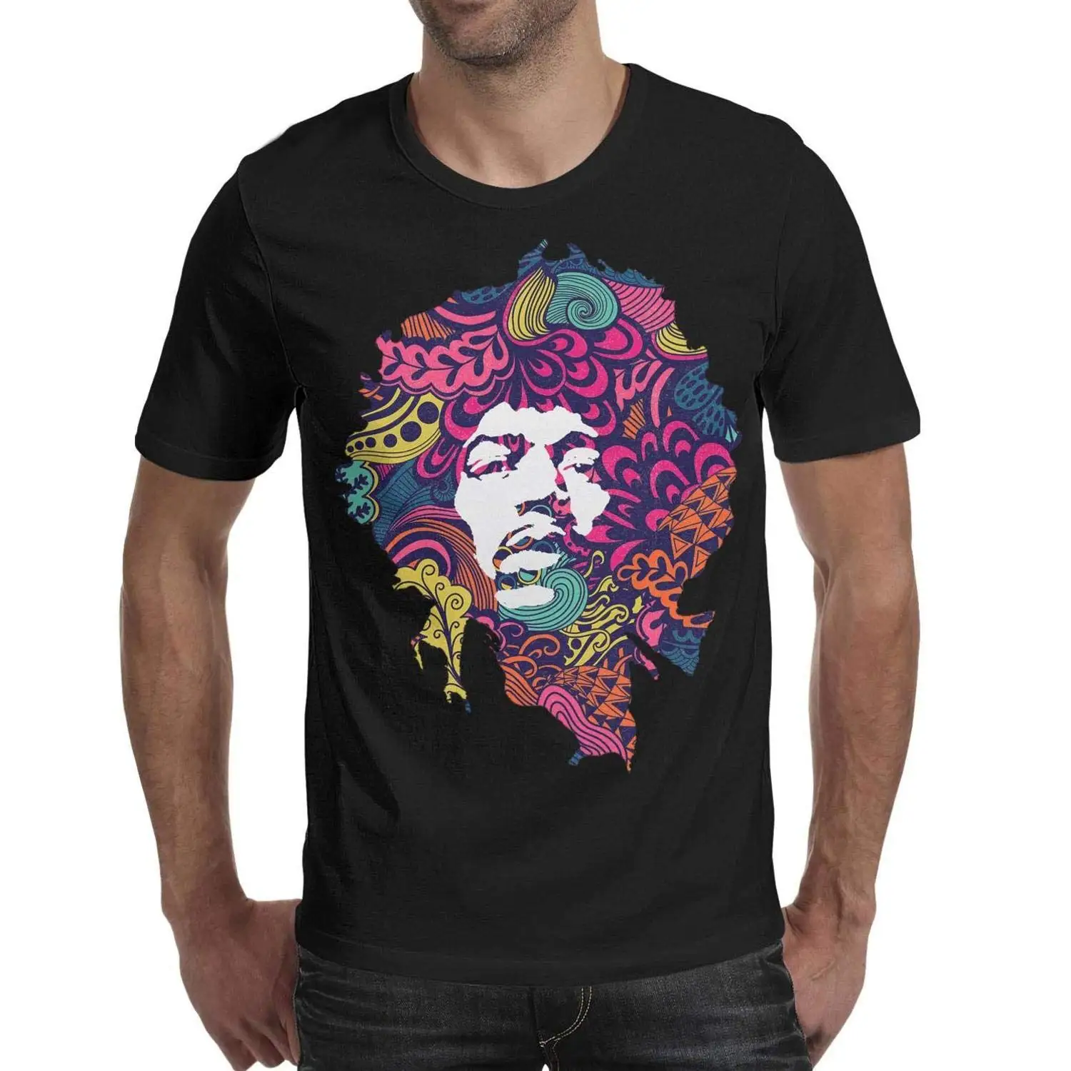

Happyness Man Short Sleeve Cotton T-Shirts Jimi-Hendrix- Shirt New T Shirts Funny Tops Tee Shirt Short Sleeve 100% Cotton Man