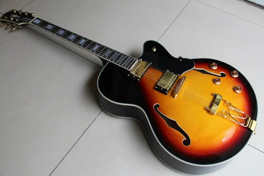 

Free Shipping L-5 semi hollow electric guitar in sunburst Jazz Guitar 120308