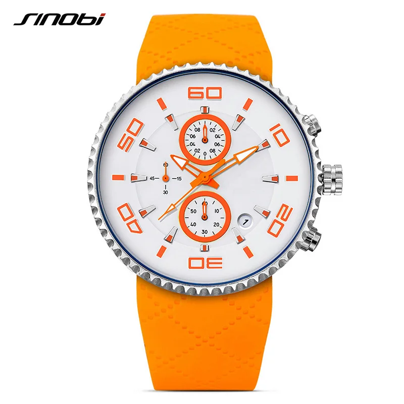 

SINOBI Sports Watches relaxation Mens Watches 2019 Reloj Hombre Waterproof Silicone Band Chronograph Watch Men Relogio Masculino