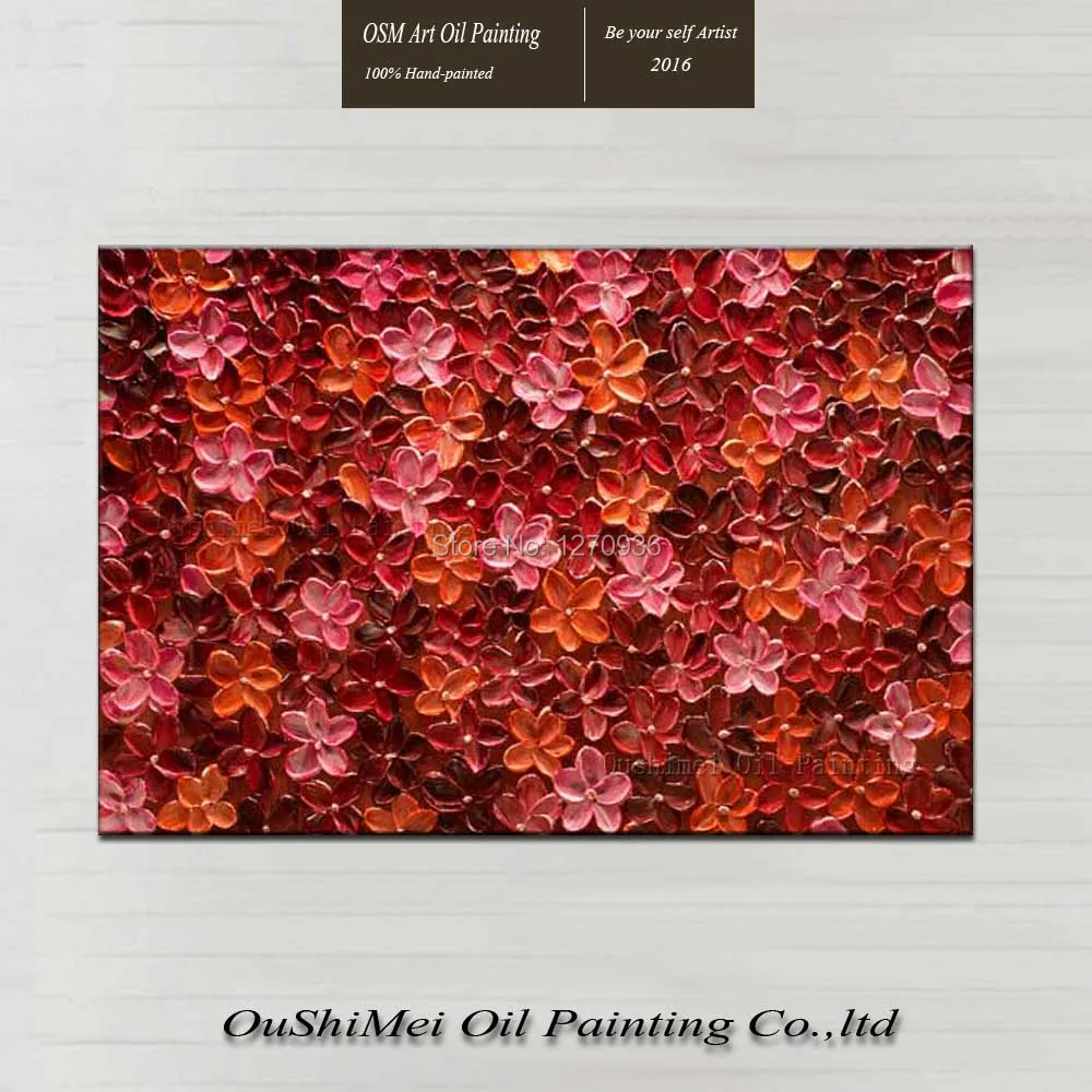 

Beautiful Red Flowers Full of the Petals Oil Painting Nice Art Gift to Girl Friend Handmade Kinfe Flower Painting on Canvas