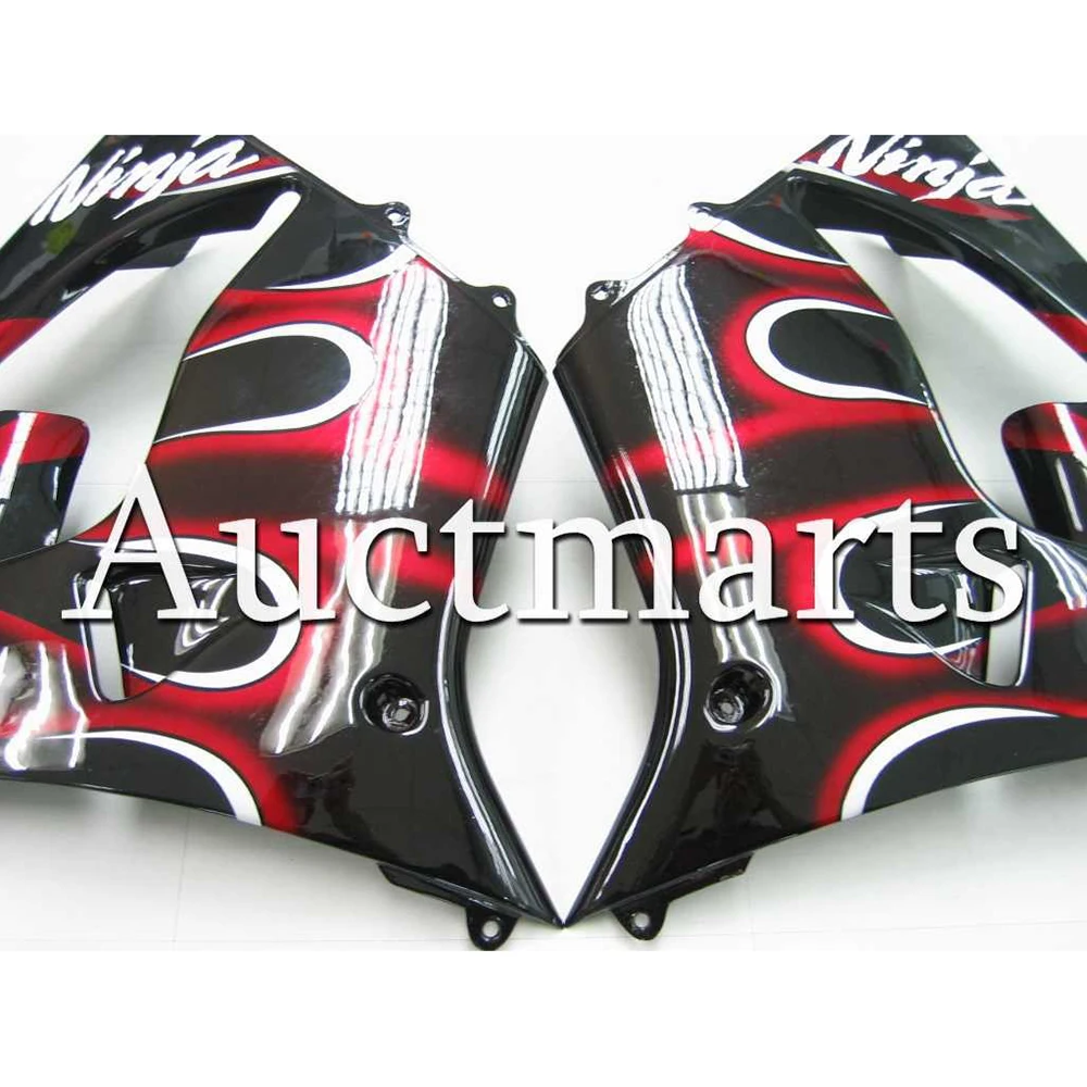 Черный Красный Пламя Aftermarket Кузов комплект ZX9R 2000 2001 мотоциклов обтекателя Для