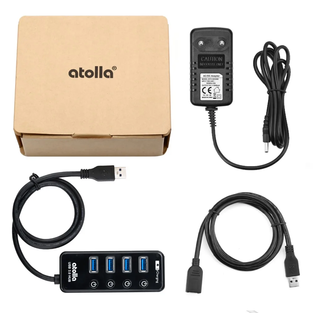 Atolla usb 3,0 концентратор с адаптером питания, 4+ 1 передачи данных и зарядки многопортовый, высокоскоростной 5 Гбит/с USB разветвитель для MacBook Air