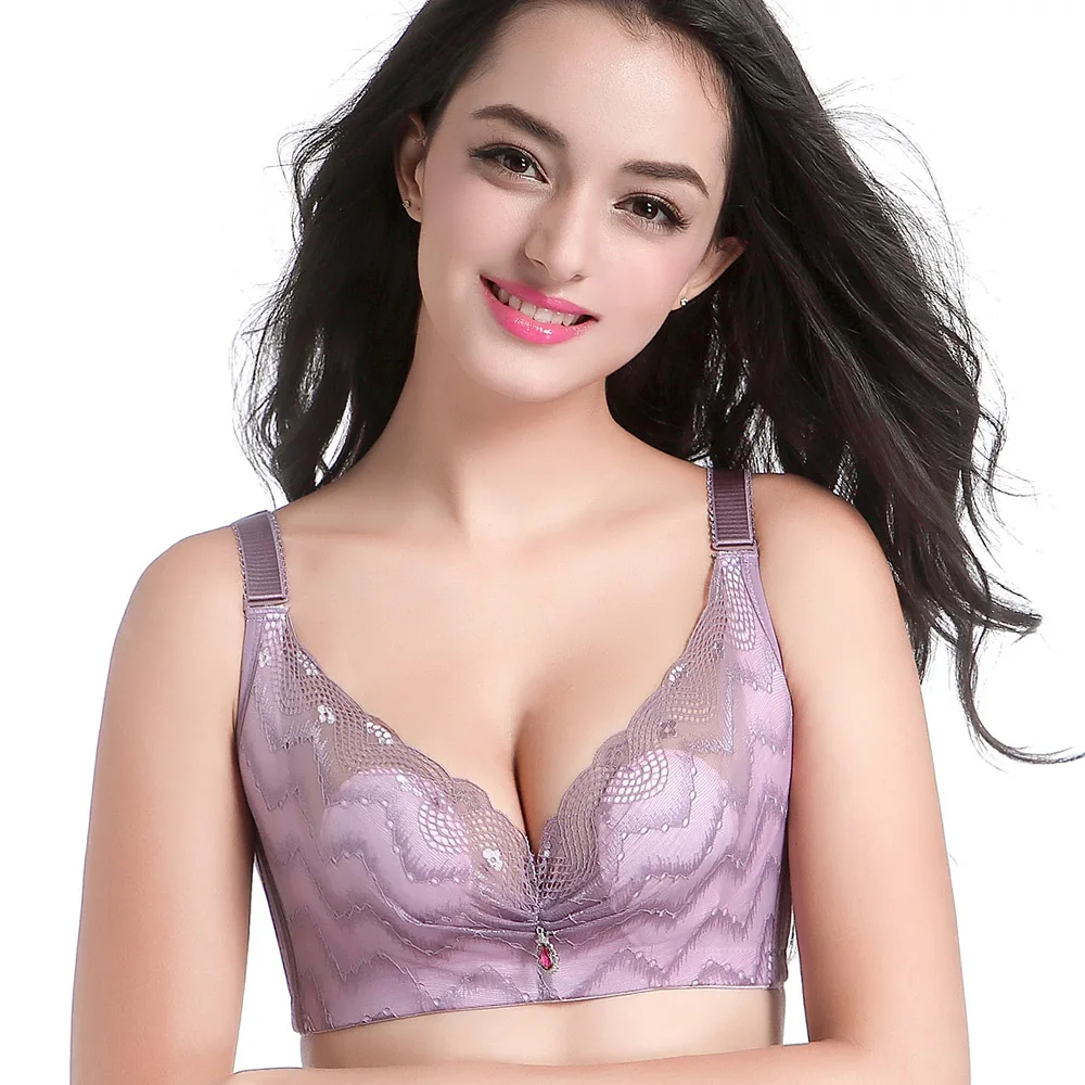 

Summer large size bra without rims light breathable rabbit ear pad dew point adjustment cup comfortable gathered underwear