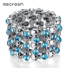 Mecresh модные хрустальные браслеты с черепом для женщин Европейские Бусины прозрачные/Синие стразы браслет «Лучший Друг» Браслеты SL291