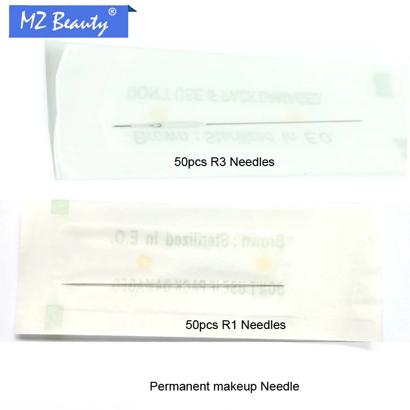 

100pcs permanent makeup needles 50 pcs R1 tattoo needles with 50pcs R3 Sterilized Disposable Makeup Eyebrow Needles Tattoo