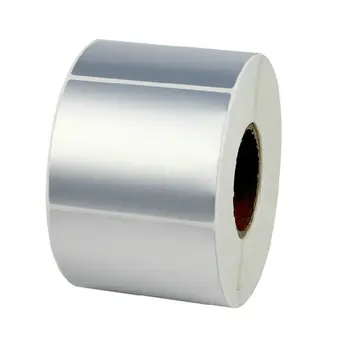 

Label Sticker 75*50mm 1000pcs/roll Silver PET Label Waterproof Tearproof Oilproof Barcode Label