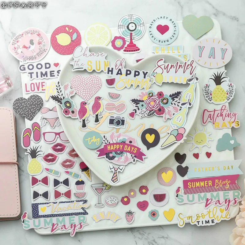 

ZFPARTY 65pcs Happy Days Colorful Cardstock Die Cuts for Scrapbooking Happy Planner/Card Making/Journaling Project