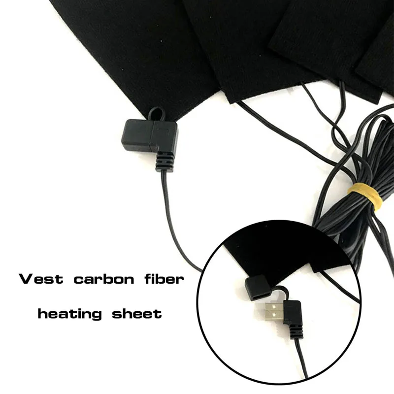 

1/2/3/5Pcs USB Carbon Fibre Electric Cloth Heater Pads Heating Warmer Vest Warming QP2