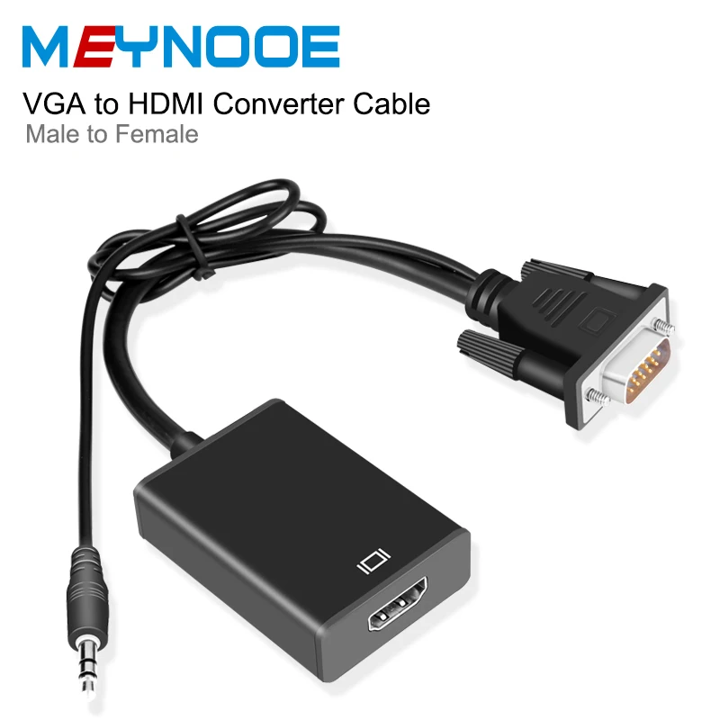 VGA to HDMI Converter Adapter Cable 1080P Analog to Digital Audio Video Converter USB Aux Cable for PC Laptop to HDTV Projector VGA to HDMI Converter Adapter Cable 1080P Analog to Digital Audio Video Converter USB Aux Cable for PC Laptop to HDTV Projector