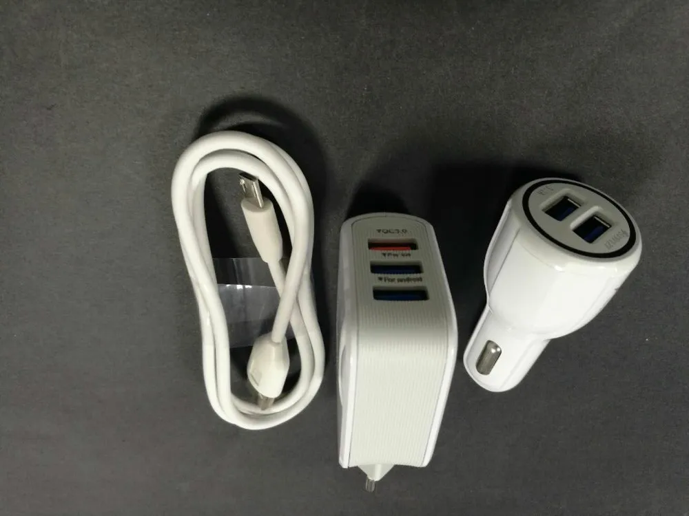 Адаптер для путешествий с европейской вилкой 5 А 3 выхода USB + Кабель Micro