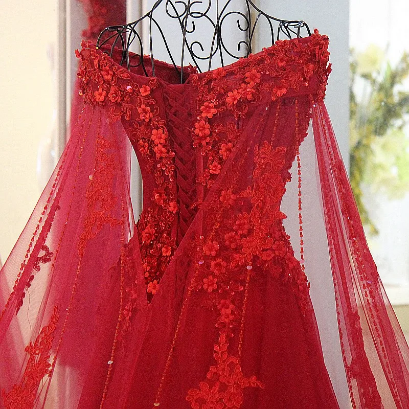 LS32474 красное платье Элегантное Длинное Вечернее Платье с накидкой с открытыми плечами корсет Выпускные платья вечернее платье de soiree avec накидка