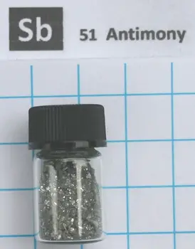 

Antimony Metal Element 51 Sb sample 10 grams crystals 99,99% in labeled glass vial