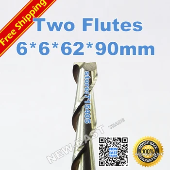 

,6*6*62*90 , 5pcs ,6mm two flutes spiral carbide bits, for acrylic ,PVC,MDF,Aluminum wood cnc router bits