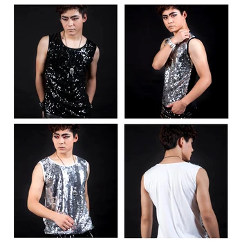 

M-3XL!Nightclub male singer original slim sequined vest show costume night bar fashion stage trend.