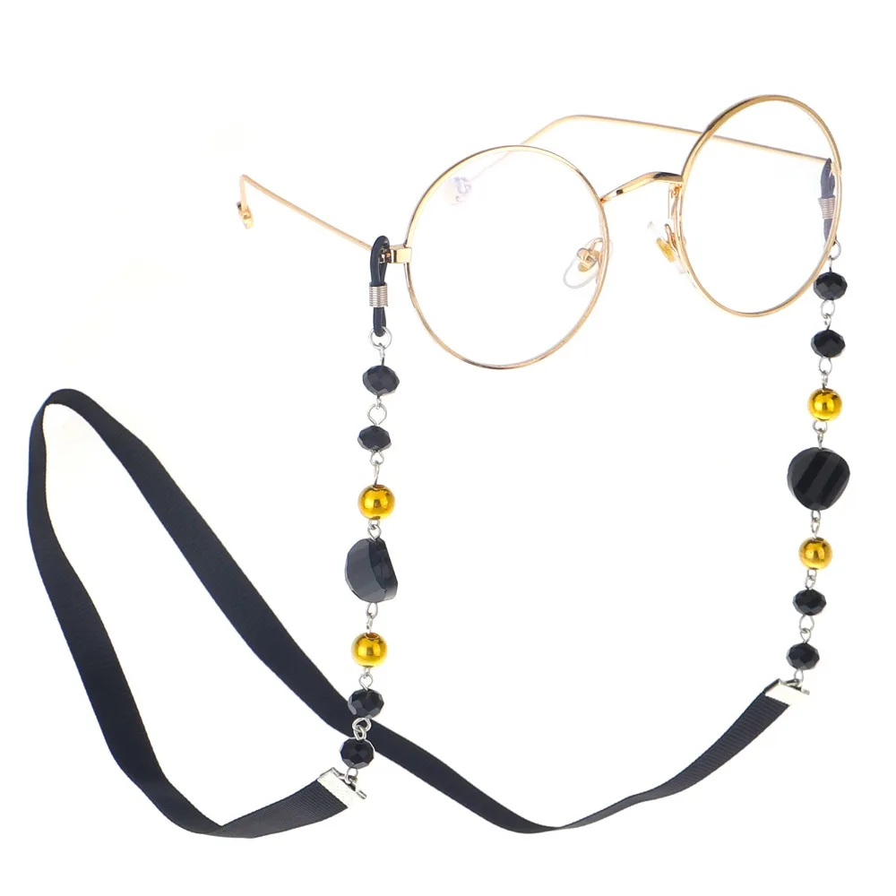 Women Fashion Eyeglass Chains Black Acrylic Beads Chains Anti-slip Eyewear Cord Holder Neck Strap Reading Glasses Rope