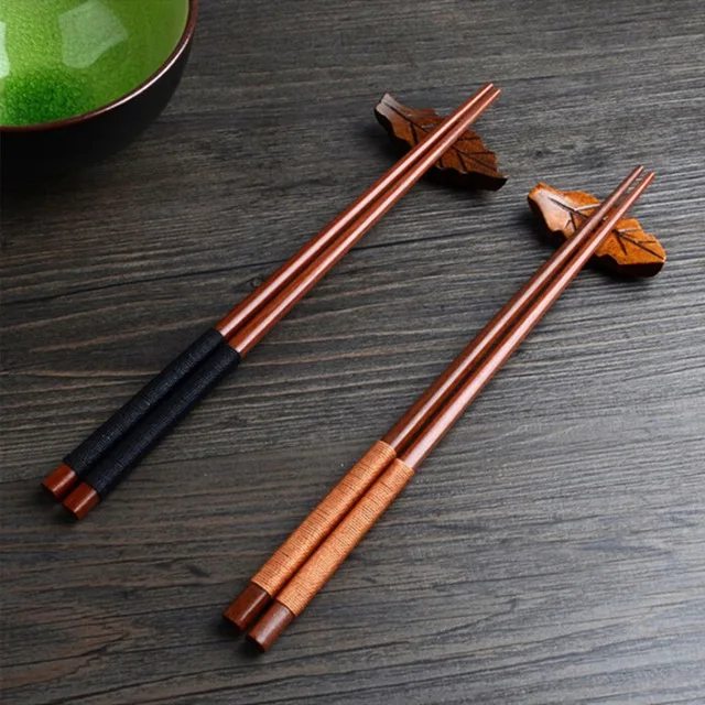 2 пары ручной работы Японский Натуральный каштановый дерево палочки для еды набор значение подарок суши китайский еда галстук линии