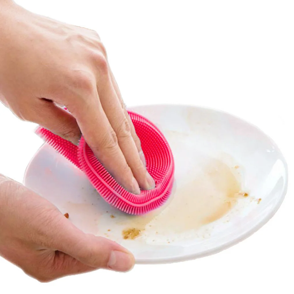 

Hot Magic Silicone Dish Bowl Cleaning Brush Multifunction Scouring Pad Pot Pan Wash Brushes Kitchen Cleaner Washing Tool