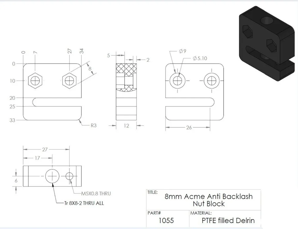 Аксессуары для 3d принтера T openbuilds тип анти-люфт Гайка Блок T8 винт 8 мм шаг винта 2 мм свинец 2 мм 4 мм 8 мм 1 шт