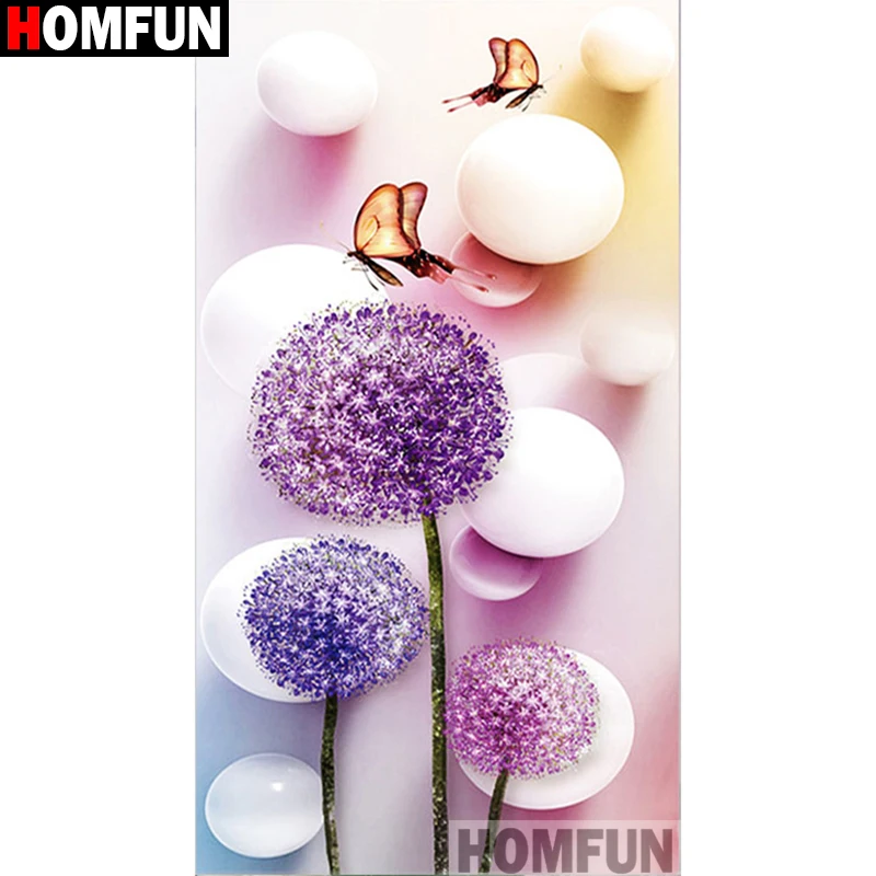 Алмазная 5D Вышивка HOMFUN набор для рукоделия Бабочка одуванчика алмазная живопись