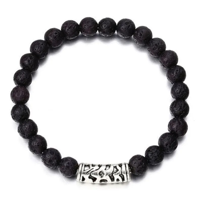

2018 new fashion nature volcanic stone beads bracelet women or man Rock personality alloy accessories bracelet gift ns11