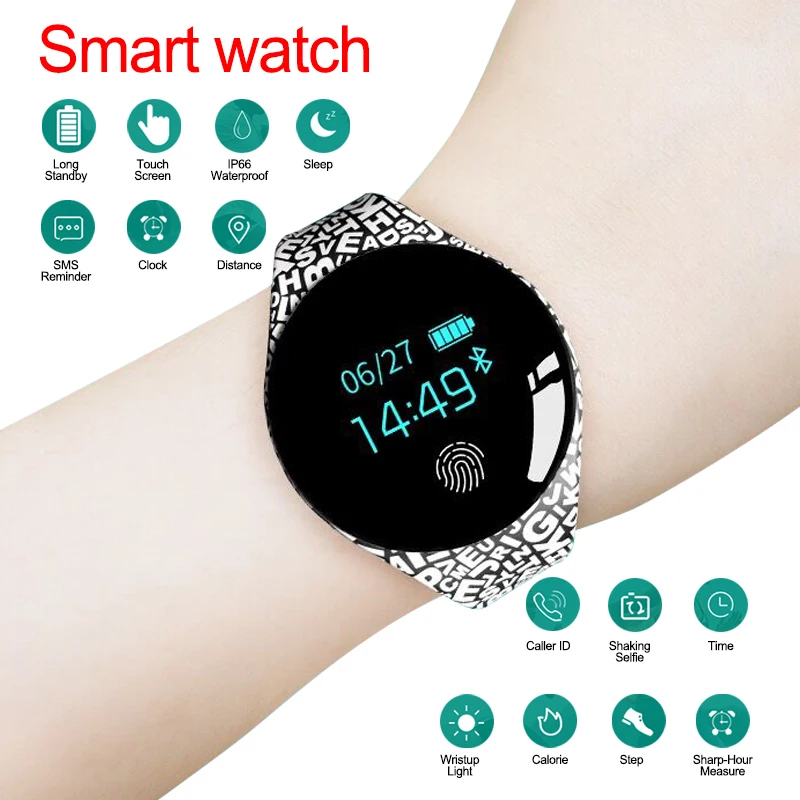 

Smart Watch Pedometer Fitness Tracker Wearable Device Motion Detection Fashion Round Dial With Cartoon Letter Gift For Kids