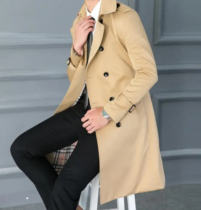 S-5XL Горячая Весна Новая мужская мода Персонализированная отделка длинный тонкий корейский ветровка большой размер куртка