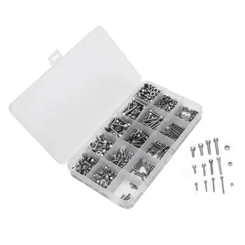 

Stainless Steel Screw and Nut 535 pcs M2 M3 M4 Hex Socket head Cap Screws Assortment Set Kit High Quality silver tone with box