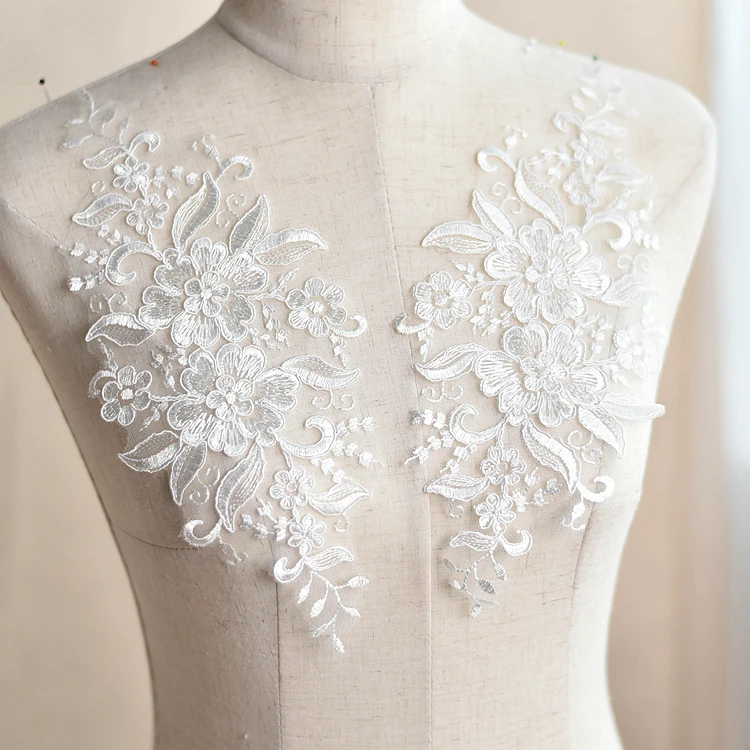 

10 Pieces (5 Pairs )High-grade Embroidery Flower Lace Applique DIY Decoration For Garment Accessories Sew On Cloth Costura Craft