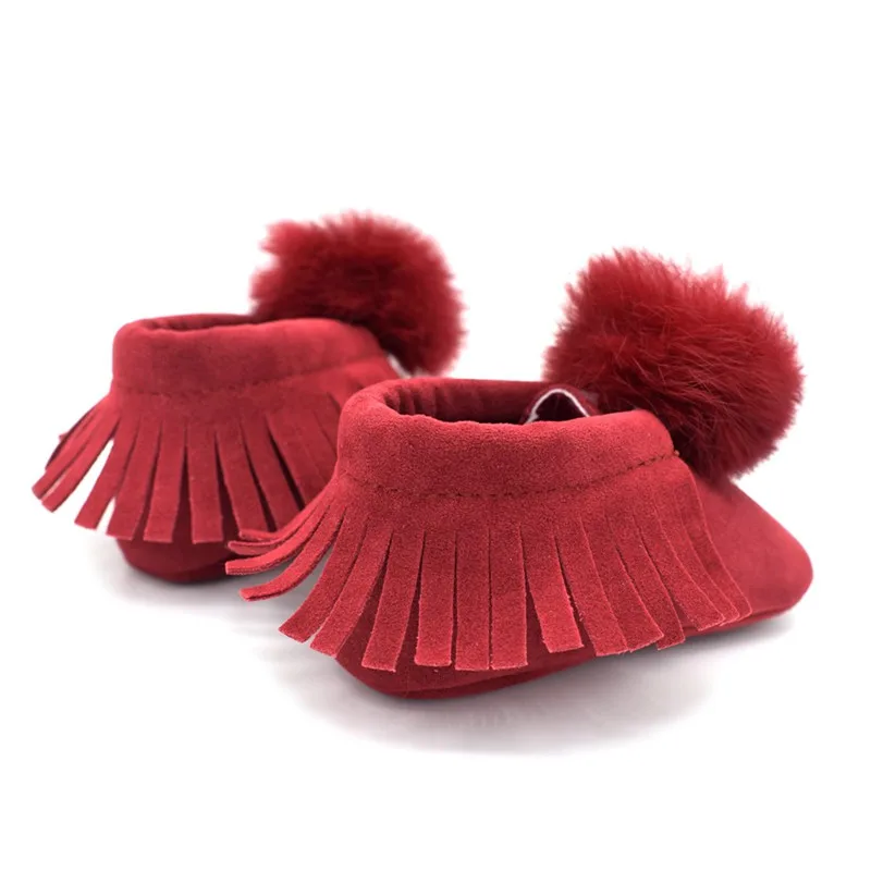 COOTELILI Toddler Baby Girl Shoes Soft Bottom Baby Boots Real Fur Princess Shoes Infant New Born Baby Tassel Shoes For Girls (4)