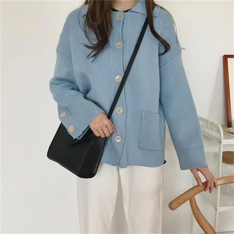 Женский вязаный кардиган Ulzzang College Wind Chic Minor Macaron свитер в Корейском стиле женская