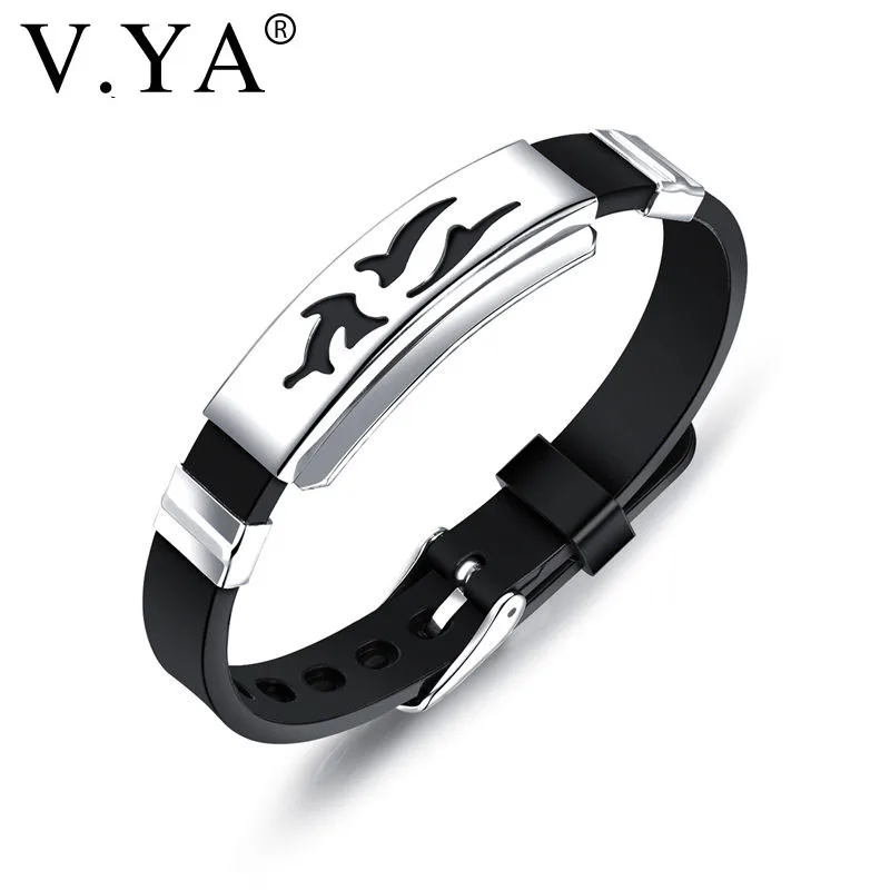 

V.YA High Quality Silicone Bracelets for Men Individuality Stainless Steel Scorpion Male Bracelets Accessories Jewelry Bracelets