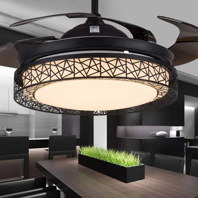 42in Modern Bird S Nest Black Folding Ceiling Fan Lights Fixtures 42in Modern Bird S Nest Black Folding Ceiling Fan Lights Fixtures Invisible Leaf Led Lamp