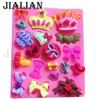 

Many Crowns Bows silikon form Fondant chocolate heart Silicone Mold 3D cake decorating tools love Gumpaste Candy T0226